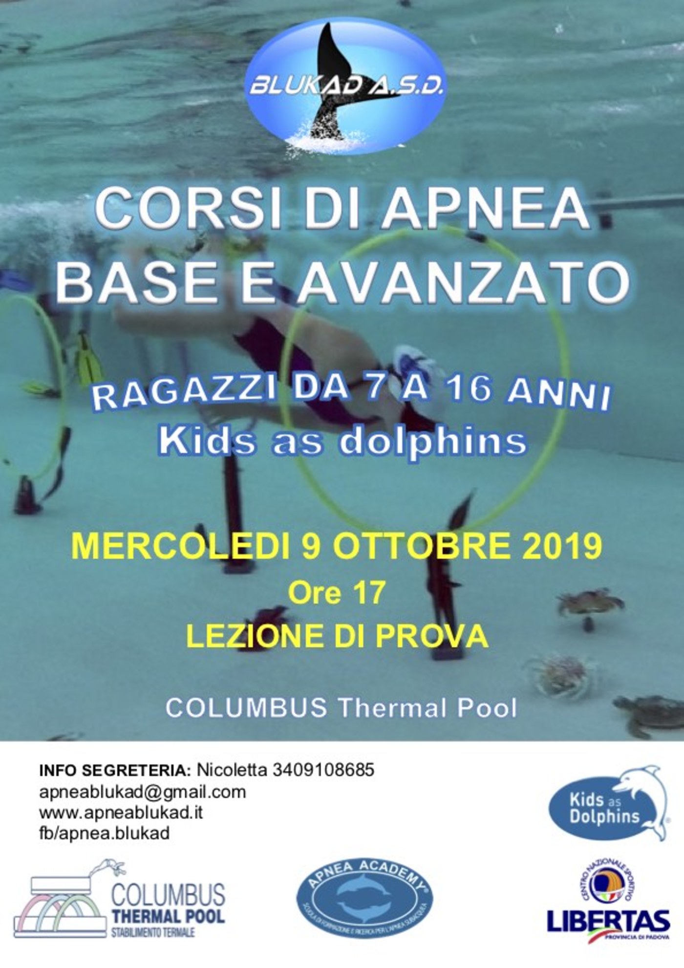 Corsi di apnea e acquaticità per bambini dai 7 ai 16 anni