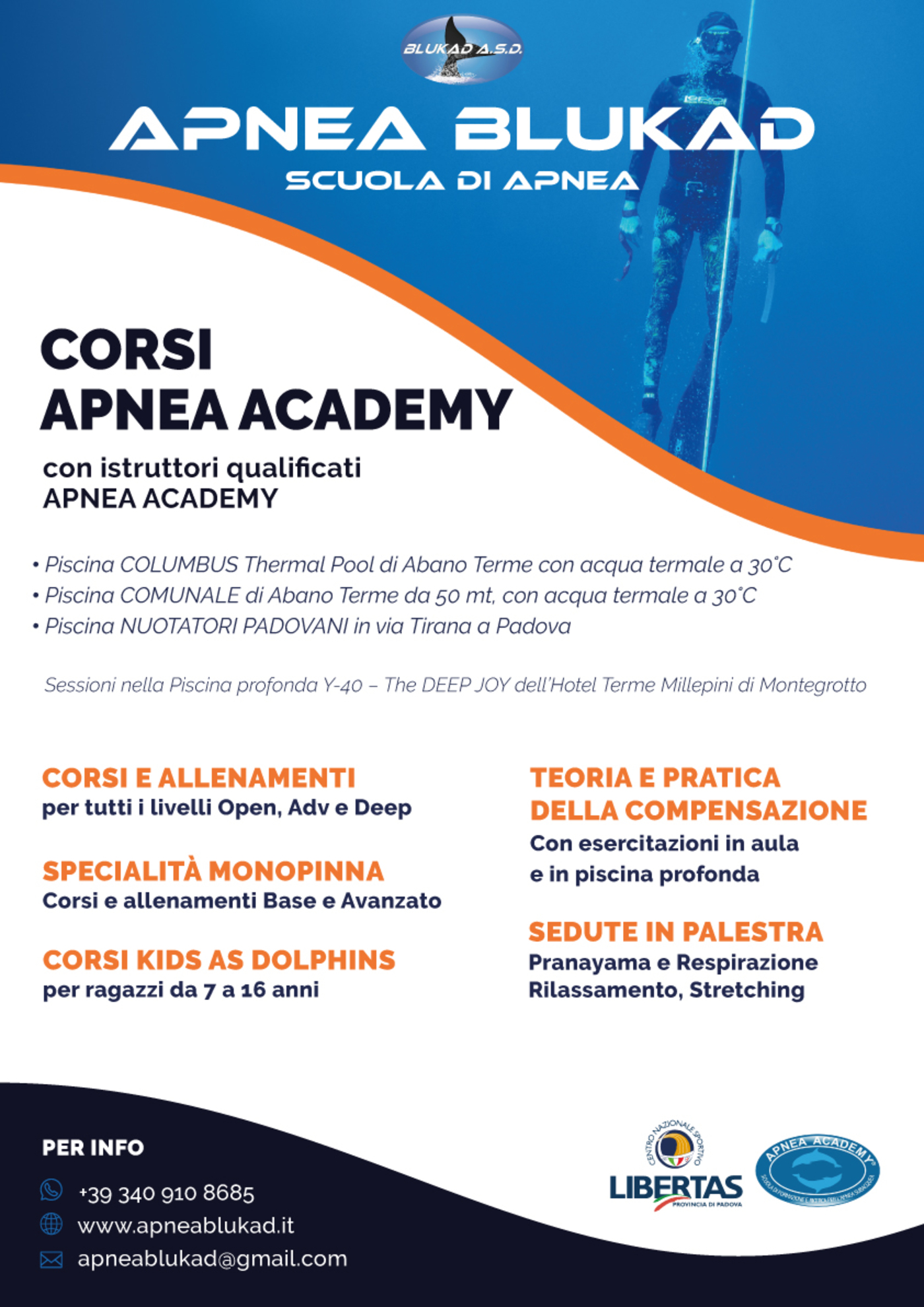 Nuovi corsi ed attività Apnea Academy a Padova a partire da 8 settembre 2020