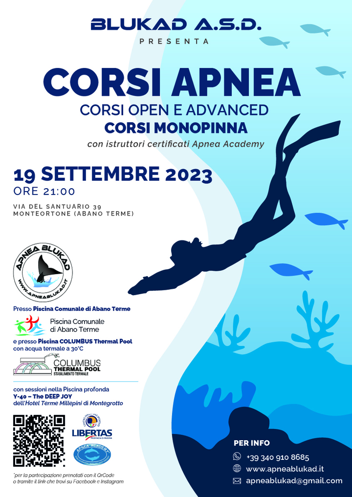 Apnea BLuKAD presenta i nuovi Corsi OPEN e MONOPINNA Apnea BLuKAD presenta i nuovi Corsi OPEN e MONOPINNA
