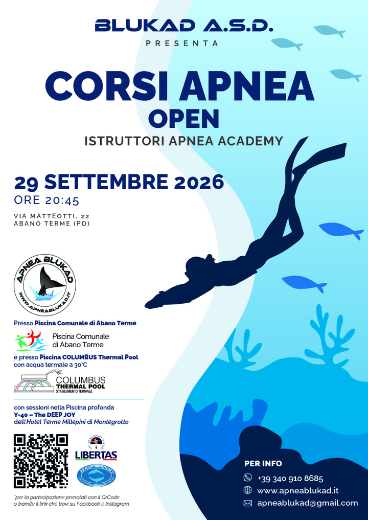 Apnea BluKAD presenta il nuovo Corso OPEN 2026 Apnea BluKAD presenta il nuovo Corso OPEN 2026